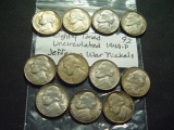 11 Lightly Toned Unc. 1943-P War Nickels