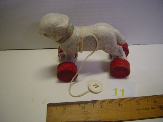 Vintage wood pull toy Dog