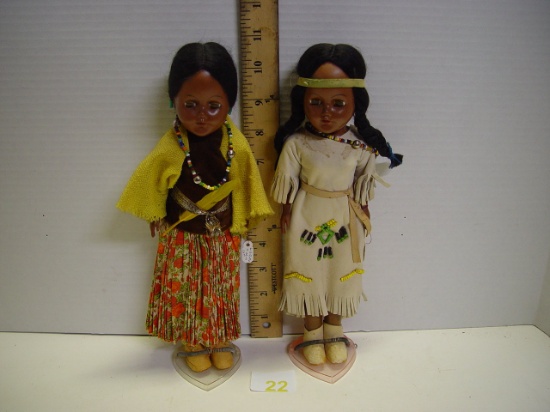 Knickerbocker Indian doll lot 11” tall