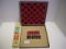 Vintage lot- set of 4 Russell boxes only and cardboard Checkers board with wood checkers
