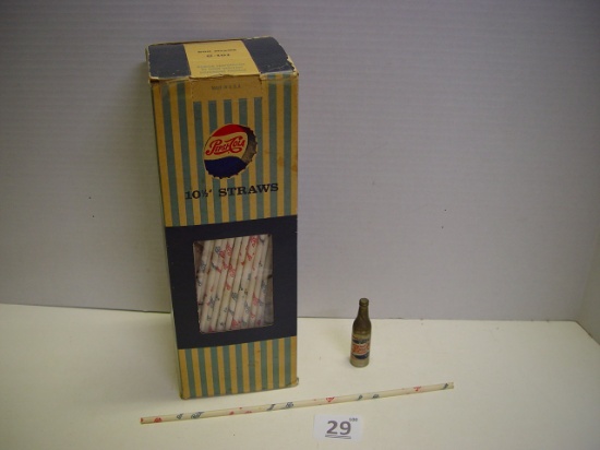 Box of Pepsi 10 1/2” paper straws and Pepsi lighter. Box weak 3 pics