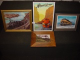 Framed RR print lot- Royal Gorge, Union Pacific, Great Northern, A&WP