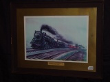 Framed and matted RR print by Gil Reid Milwaukee Road Chicago Day Express 29x23