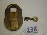 Brass lock Walsall Locks & Cart Gear Ltd. 1941 with key works