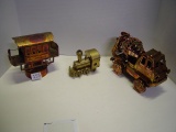 Music box lot. Each has working music box. Train car and truck are animated