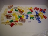 Plastic toy farm animals, cowboys and Indians