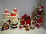 Fun Christmas lot- Santa candles, tree topper, bank and other decorations