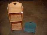 Wood storage shelf (31x12x9) and doll bench (15x12x5)