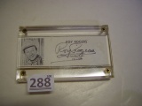 Roy Rogers autograph in acrylic mount