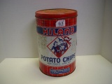 Vintage Hiland potato chip tin 11”H