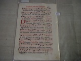 Large illuminated Gregorian chant music leaf 19x14