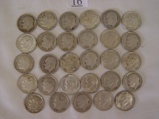 (29) 90% Silver Dimes, 1940' ?1960's