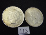 (2) 1922 Peace Dollars