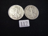 1945 & 1945 Walking Liberty Half Dollars