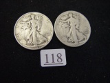 1945 & 1942-D Walking Liberty Half Dollars