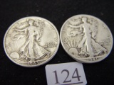 1943-D& 1941 Walking Liberty Half Dollars