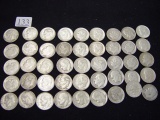 (45) 90% Silver Roosevelt Dimes 50's To Early 60's