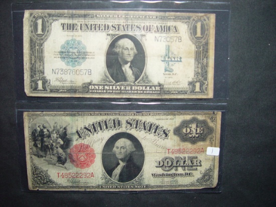 Pair of Large Size $1 Bills: 1917 & 1923