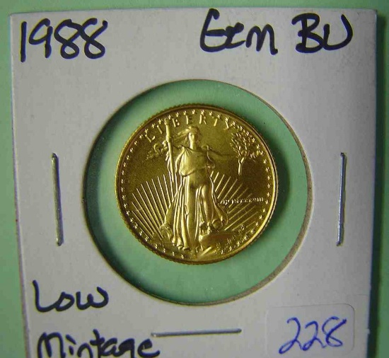 1988 1/4 Oz. BU Gold Eagle - Scarce Low Mintage Issue