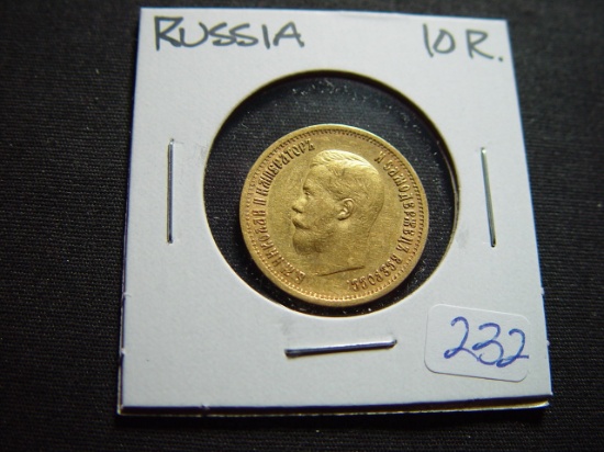 1899 Russia Gold 10 Roubles  .2488 Oz. Gold