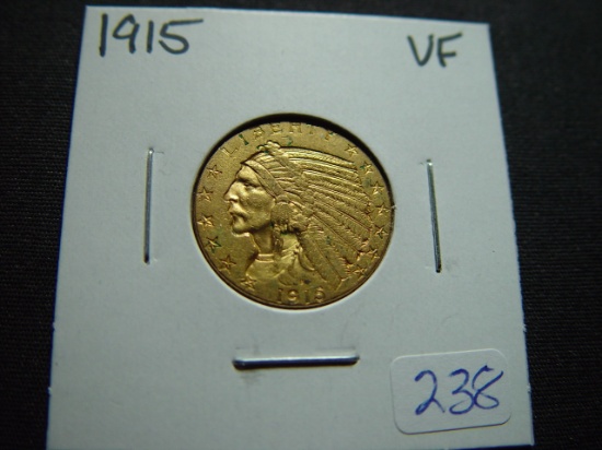 1915 $5 Gold Indian   VF