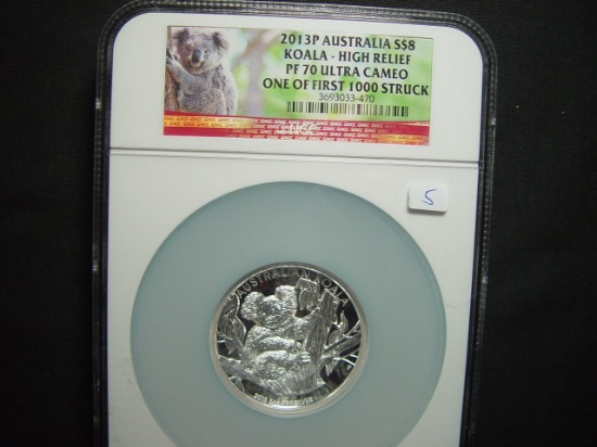 2013 Australia Silver $8 High Relief Koala NGC PF 70 Ultra Cameo- First Strike