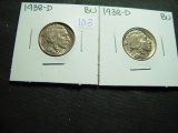 Pair of 1938-D Buffalo Nickels   BU