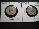 Pair of 1932-D Washington Quarters: One is About Good and the other is a Cleaned Good   KEY DATES