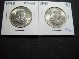 Pair of BU Franklin Halves: 1948 & 1948-D