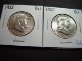 Pair of BU 1955 Franklin Halves