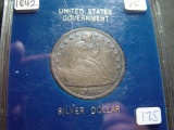 1842 Seated Dollar   Dark Very Fine+