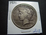 1921 Peace Dollar   VG   KEY DATE