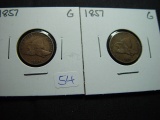 Two Good 1857 Flying Eagle Cents