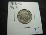 1913-D Ty. 2 Buffalo Nickel   Good   Key Date