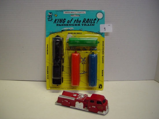 MidgeToy lot- King of the Rails no. 1920 unopened and fire truck