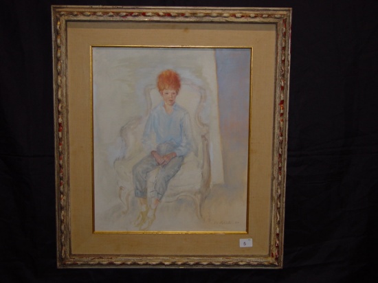 Framed and matted Oil on canvas print signed by L. P. Moretti  30x27