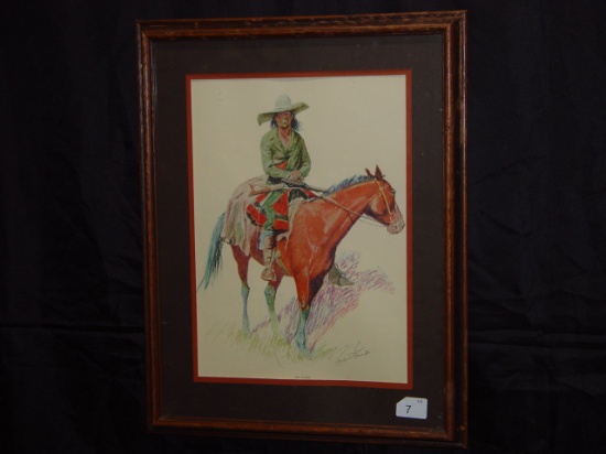 Framed and matted print Old Ramon by Frederik Remington 21x17