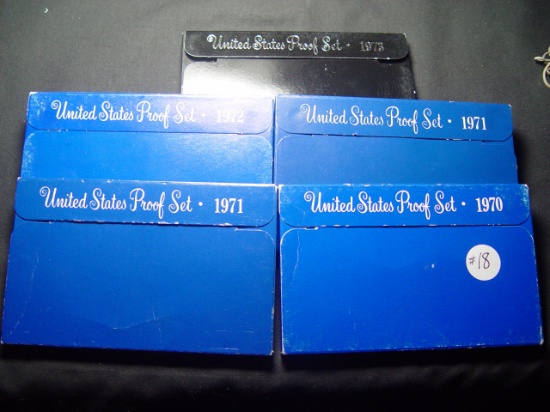 Five Proof Sets; 1970, 1971,1971, 1972 & 1973