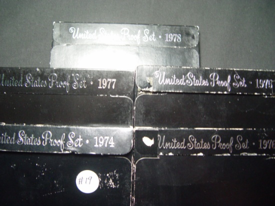 Five Proof Sets; 1974, 1975,1976, 1977 & 1978