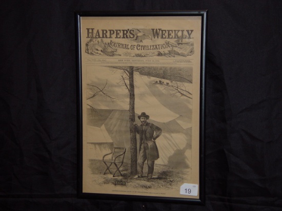 Framed front page 1864 Harper’s Weekly of Lieutenant-General Grant 16x11