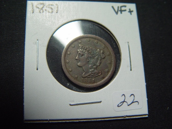 1851 Half Cent   VF+