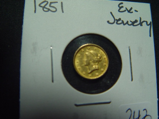 1851 Ty. 1 Gold Dollar   Ex-jewelry