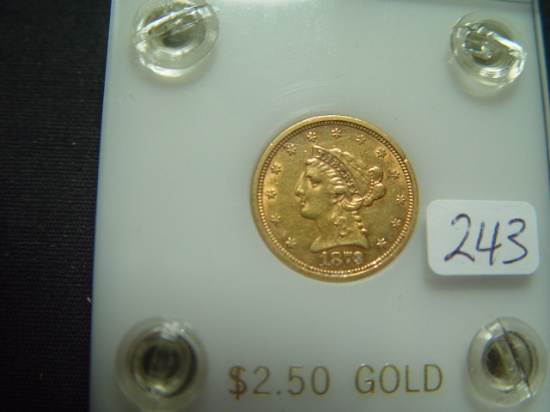 1878 $2.5 Gold Liberty   XF