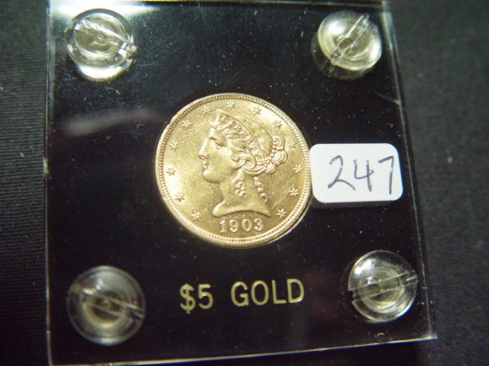 1903 $5 Gold Liberty   AU