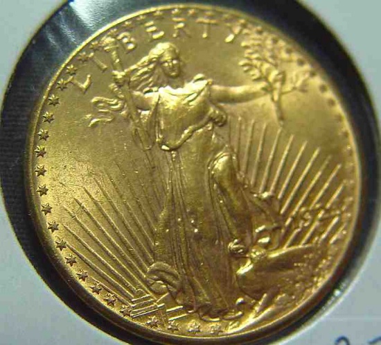 1923-D $20 Gold St. Gaudens   AU+