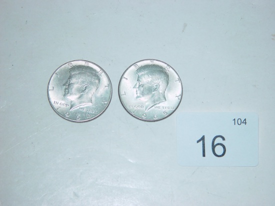 1964 & 1965 Kennedy half dollars