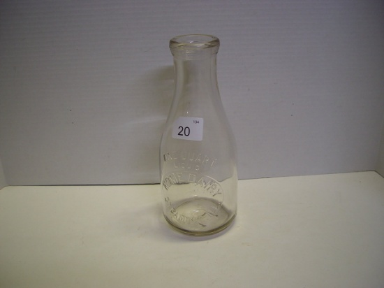 1 quart Home Dairy Sycamore IL Dairy Embossed milk bottle. Very clean