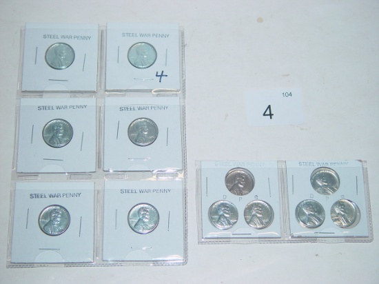 6 steel war cents, 6 steel war cents D P S 2 pics