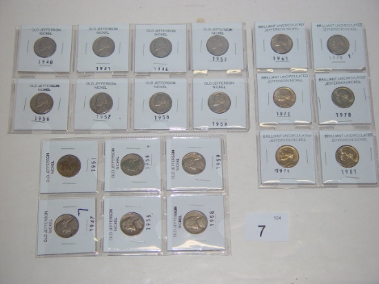 6 uncirculated Jefferson nickels, 14 Jefferson nickels 2 pics