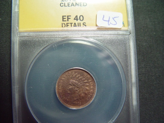 1872 Indian Cent   ANACS XF40 Details, Cleaned   KEY DATE